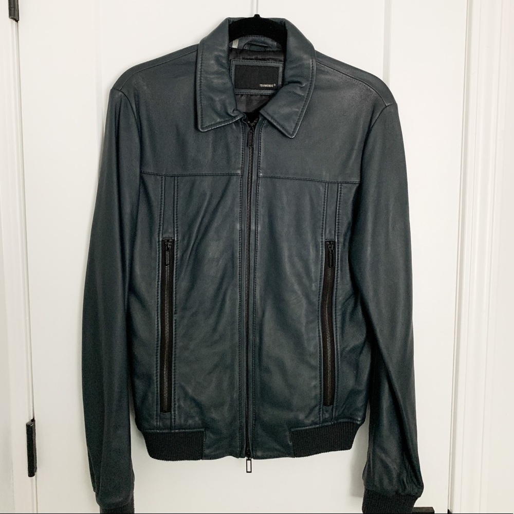 7 Diamond Genuine Leather Jacket - Blue